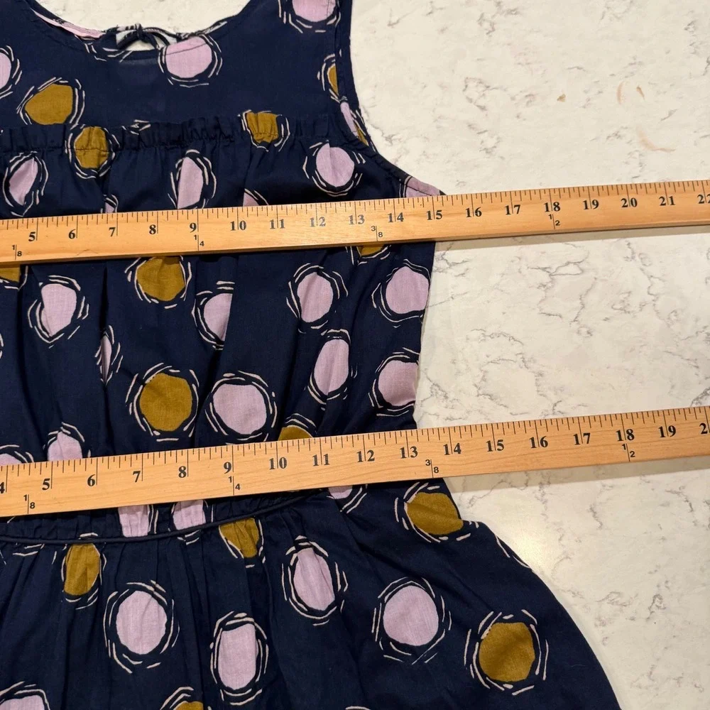 Boden Dress Size 6 Blue Pink‎ Gold Polka Dot Sleeveless Knee Length Cotton Lined